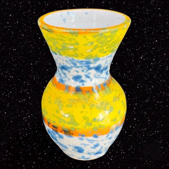 Italian Art Pottery Bud Vase Multicolor Ceramic Pottery Vase Speckled Glaze 4"T - Picture 11 of 11